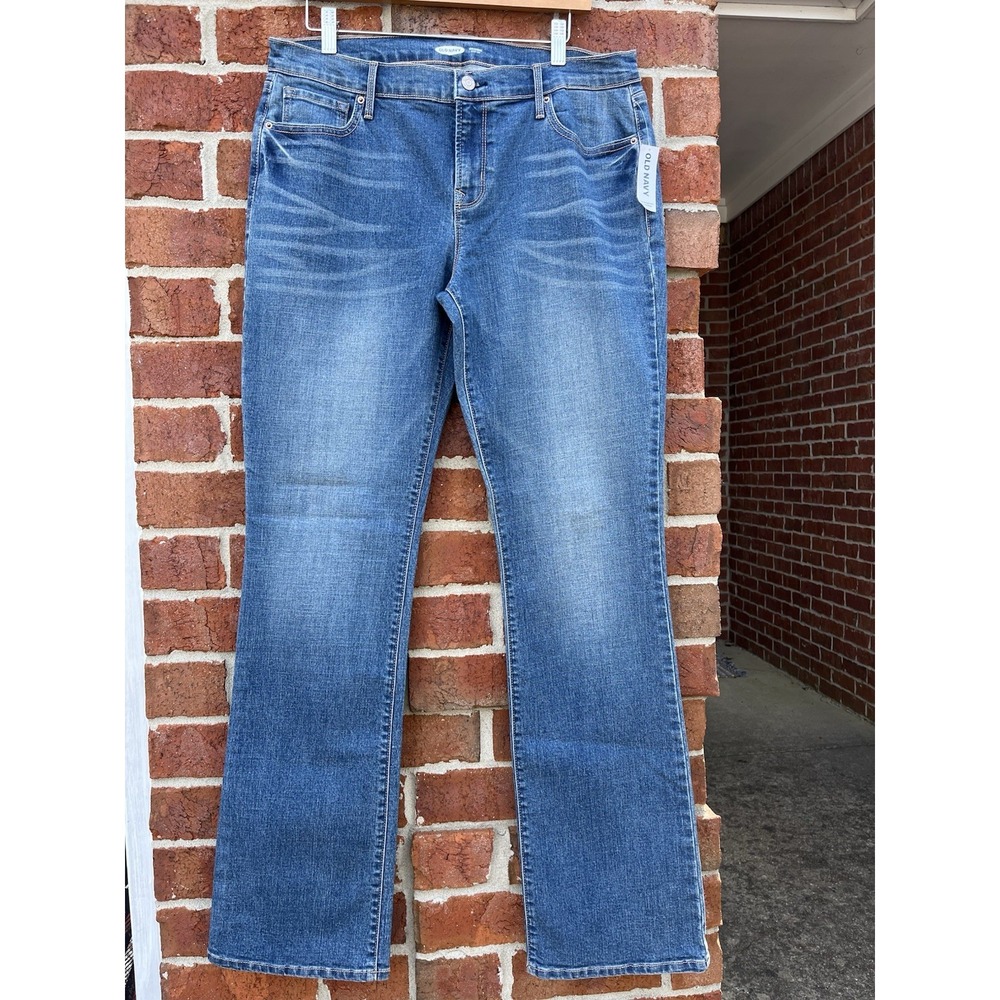Old Navy Bootcut Denim Jeans Blue Medium Wash Cotton Women's Size 12 Long